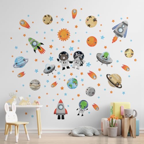 Large Airplane Wall Decals for Kids by Lipastick - 47 pcs Premium Kids Wall Stickers Aircrafts - Creative Nursery Wall Decal - Plane Vinyl Wall Decals for Baby Nursery Children Room Bedroom S Size