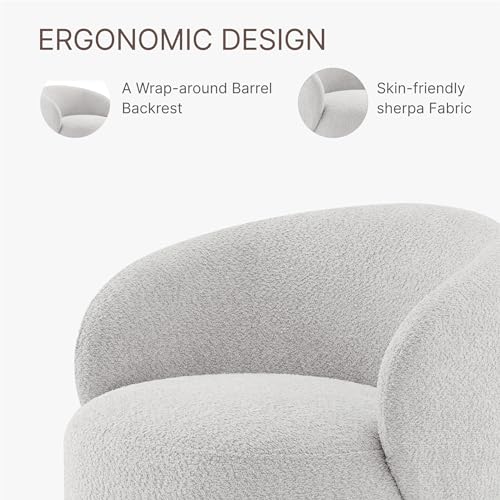 Swivel Accent Chair Round Barrel Armchair Upholstered Performance Fabric for Living Room Bedroom Reading Waitingroom