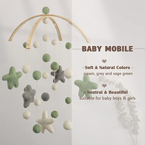 Baby Mobile for Crib - Boho Crib Mobile - Felt Cloud Mobile - Gender Neutral Baby Mobile - Boho Nursery Decor - Crib Mobile for Girls, Boys - Mobile for Bassinet, Pack N Play - Cloud