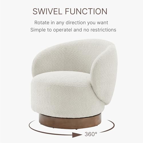 Swivel Accent Chair Round Barrel Armchair Upholstered Performance Fabric for Living Room Bedroom Reading Waitingroom