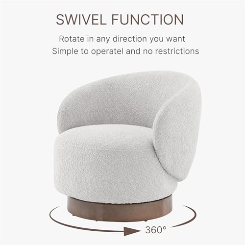 Swivel Accent Chair Round Barrel Armchair Upholstered Performance Fabric for Living Room Bedroom Reading Waitingroom