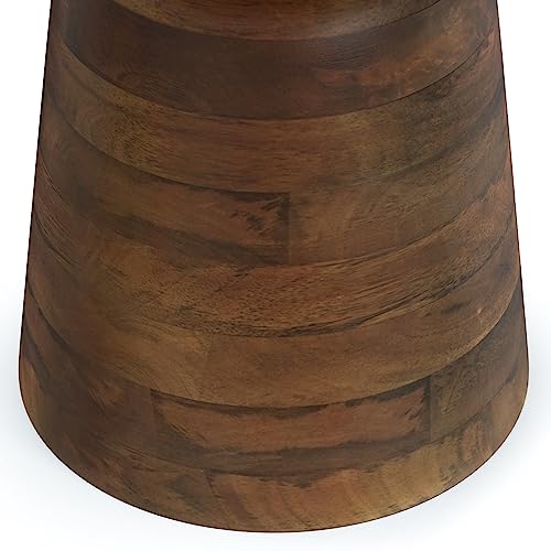 SIMPLIHOME Boyd SOLID MANGO WOOD 13 inch Wide Round Contemporary Wooden Accent Table in Warm Dark Brown, Fully Assembled, for the Living Room and Bedroom