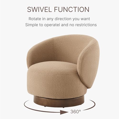 Swivel Accent Chair Round Barrel Armchair Upholstered Performance Fabric for Living Room Bedroom Reading Waitingroom