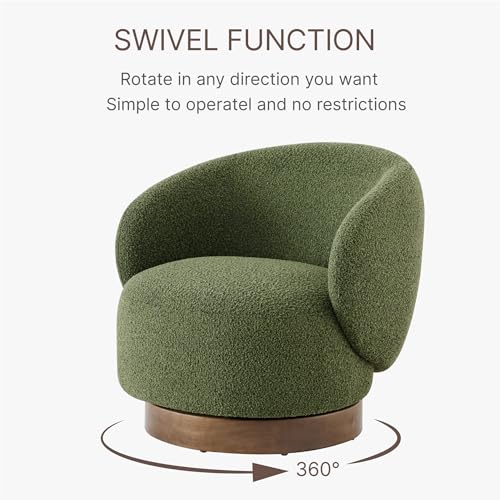 Swivel Accent Chair Round Barrel Armchair Upholstered Performance Fabric for Living Room Bedroom Reading Waitingroom