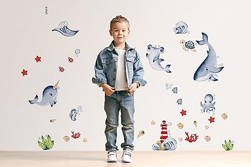 Large Airplane Wall Decals for Kids by Lipastick - 47 pcs Premium Kids Wall Stickers Aircrafts - Creative Nursery Wall Decal - Plane Vinyl Wall Decals for Baby Nursery Children Room Bedroom S Size