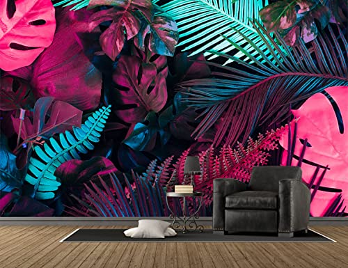 Kids Wallpaper Tropical Leaves and Safari Animals Mural Wallpaper for Bedroom TV Background Sofa Wall (not self-Adhesive)