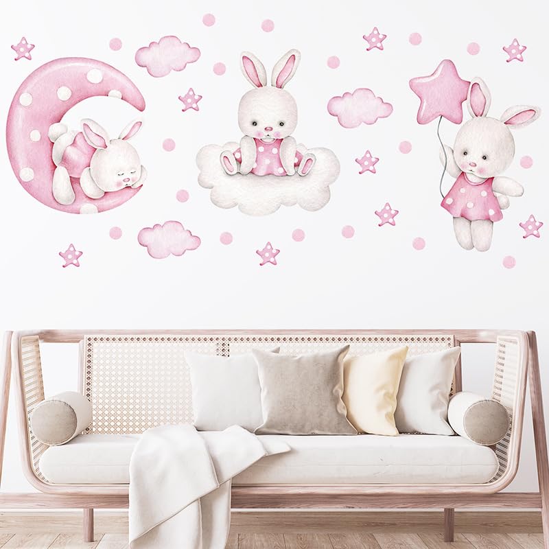 Cartoon Animal Wall Decals Panda Foxes on Hot Air Balloon Wall Stickers for Kids Room Baby Nursery Room Kindergarten Girls Boys Bedroom Stickers Decoration Vinyl Murals Wallpaper