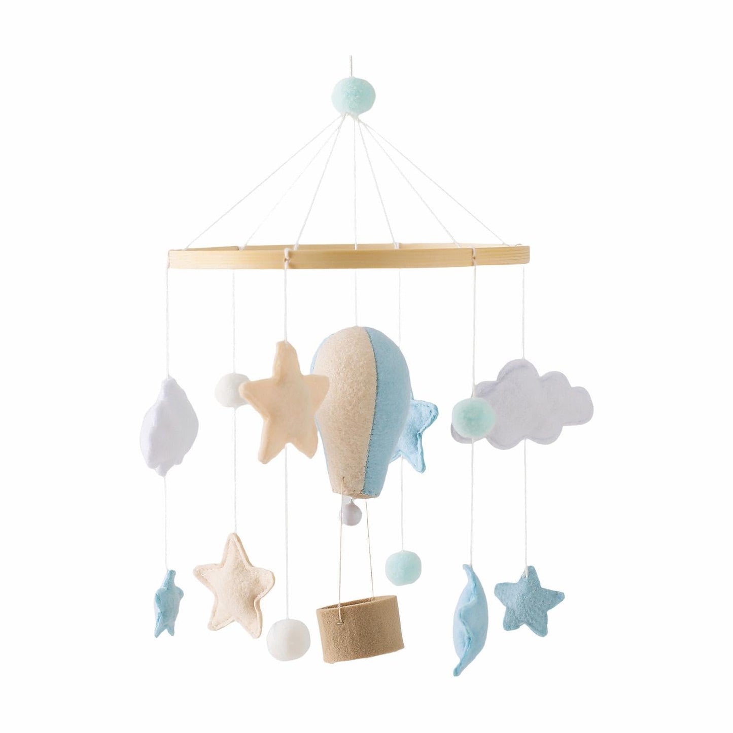 Baby Crib Mobile, Felt Ball Wind Chimes Hanging Decoration, Nursery Decor, Montessori Baby Bedroom Ceiling Wind Chime for Infant Boys Girls, Style A