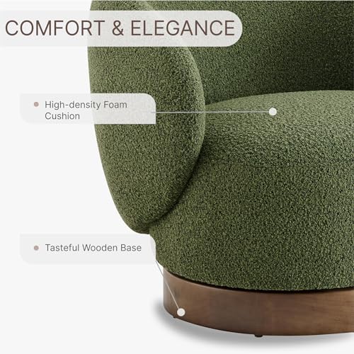 Swivel Accent Chair Round Barrel Armchair Upholstered Performance Fabric for Living Room Bedroom Reading Waitingroom