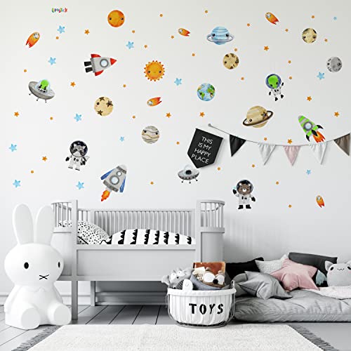 Large Airplane Wall Decals for Kids by Lipastick - 47 pcs Premium Kids Wall Stickers Aircrafts - Creative Nursery Wall Decal - Plane Vinyl Wall Decals for Baby Nursery Children Room Bedroom S Size