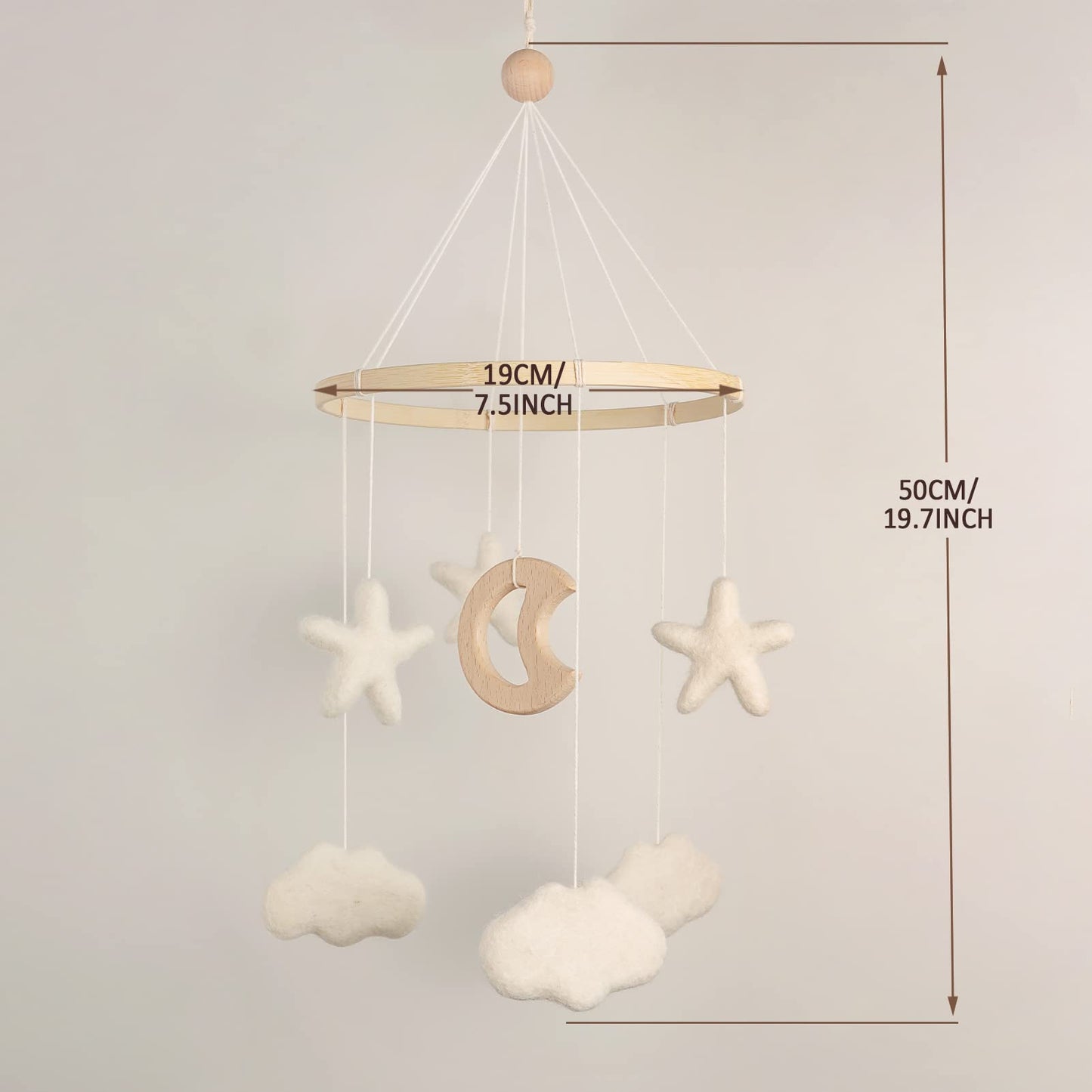 Baby Mobile for Crib - Boho Crib Mobile - Felt Cloud Mobile - Gender Neutral Baby Mobile - Boho Nursery Decor - Crib Mobile for Girls, Boys - Mobile for Bassinet, Pack N Play - Cloud