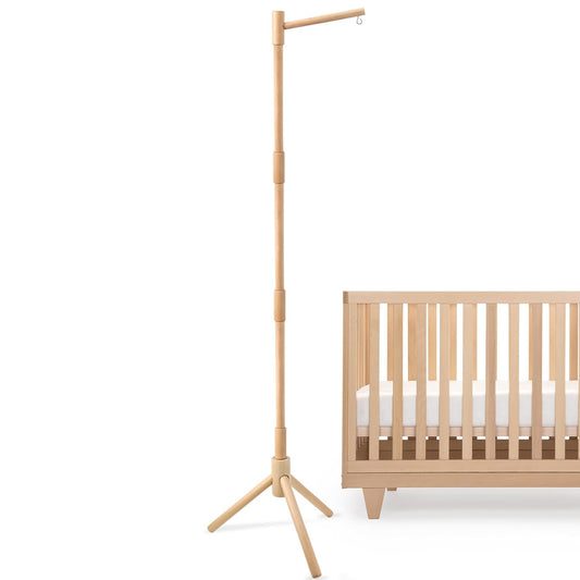 Floor Standing Mobile Arm for Crib, 57.8 Inch Baby Crib Mobile Arm, Baby Mobile Stand - Movable, Anti-Dumping, Adjustable Height, Easy to Assemble - 100% Beech Wood - Nursery Decor