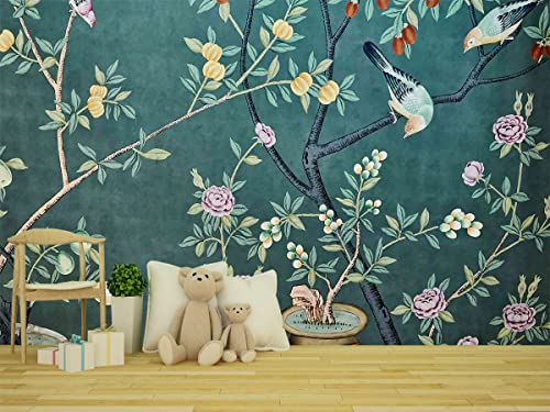 Kids Wallpaper Tropical Leaves and Safari Animals Mural Wallpaper for Bedroom TV Background Sofa Wall (not self-Adhesive)