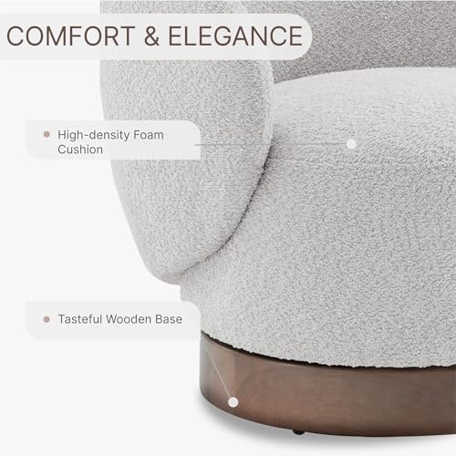 Swivel Accent Chair Round Barrel Armchair Upholstered Performance Fabric for Living Room Bedroom Reading Waitingroom