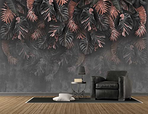 Kids Wallpaper Tropical Leaves and Safari Animals Mural Wallpaper for Bedroom TV Background Sofa Wall (not self-Adhesive)