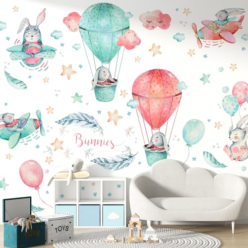 Large Airplane Wall Decals for Kids by Lipastick - 47 pcs Premium Kids Wall Stickers Aircrafts - Creative Nursery Wall Decal - Plane Vinyl Wall Decals for Baby Nursery Children Room Bedroom S Size