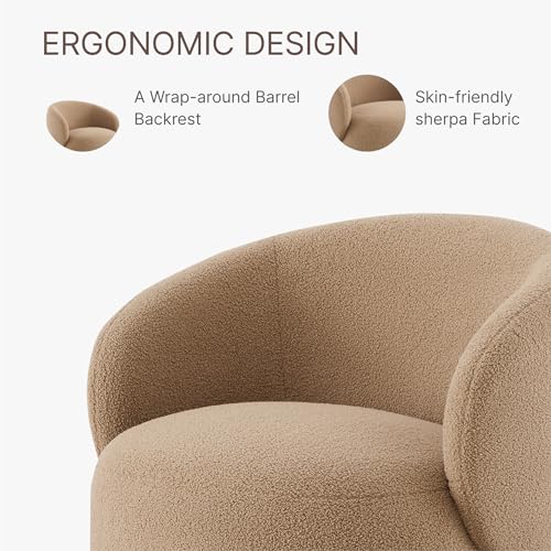 Swivel Accent Chair Round Barrel Armchair Upholstered Performance Fabric for Living Room Bedroom Reading Waitingroom