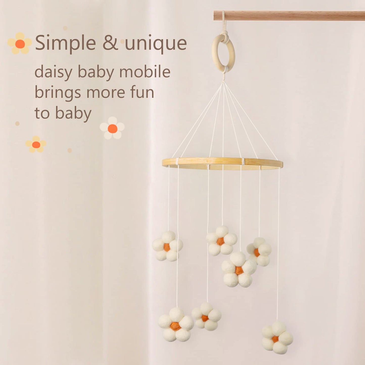 Baby Mobile for Crib - Boho Crib Mobile - Felt Cloud Mobile - Gender Neutral Baby Mobile - Boho Nursery Decor - Crib Mobile for Girls, Boys - Mobile for Bassinet, Pack N Play - Cloud