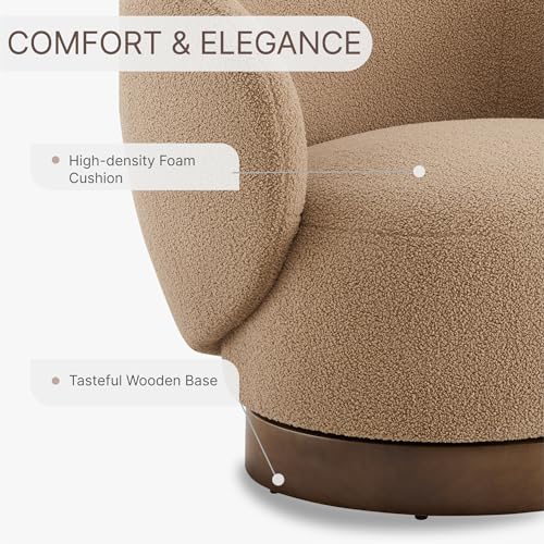 Swivel Accent Chair Round Barrel Armchair Upholstered Performance Fabric for Living Room Bedroom Reading Waitingroom