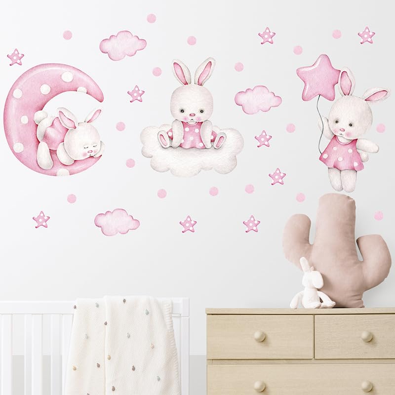 Cartoon Animal Wall Decals Panda Foxes on Hot Air Balloon Wall Stickers for Kids Room Baby Nursery Room Kindergarten Girls Boys Bedroom Stickers Decoration Vinyl Murals Wallpaper