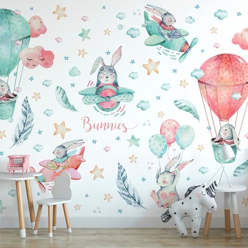 Large Airplane Wall Decals for Kids by Lipastick - 47 pcs Premium Kids Wall Stickers Aircrafts - Creative Nursery Wall Decal - Plane Vinyl Wall Decals for Baby Nursery Children Room Bedroom S Size