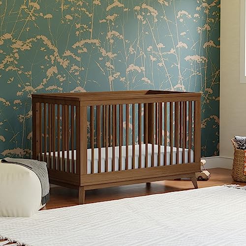 Babyletto Scoot 3-in-1 Convertible Crib with Toddler Bed Conversion Kit in White and Washed Natural, Greenguard Gold Certified