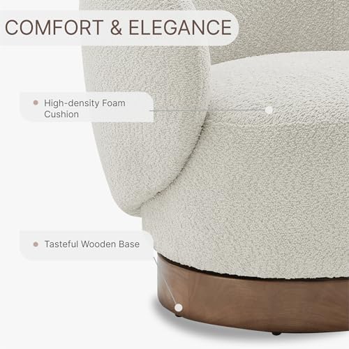 Swivel Accent Chair Round Barrel Armchair Upholstered Performance Fabric for Living Room Bedroom Reading Waitingroom