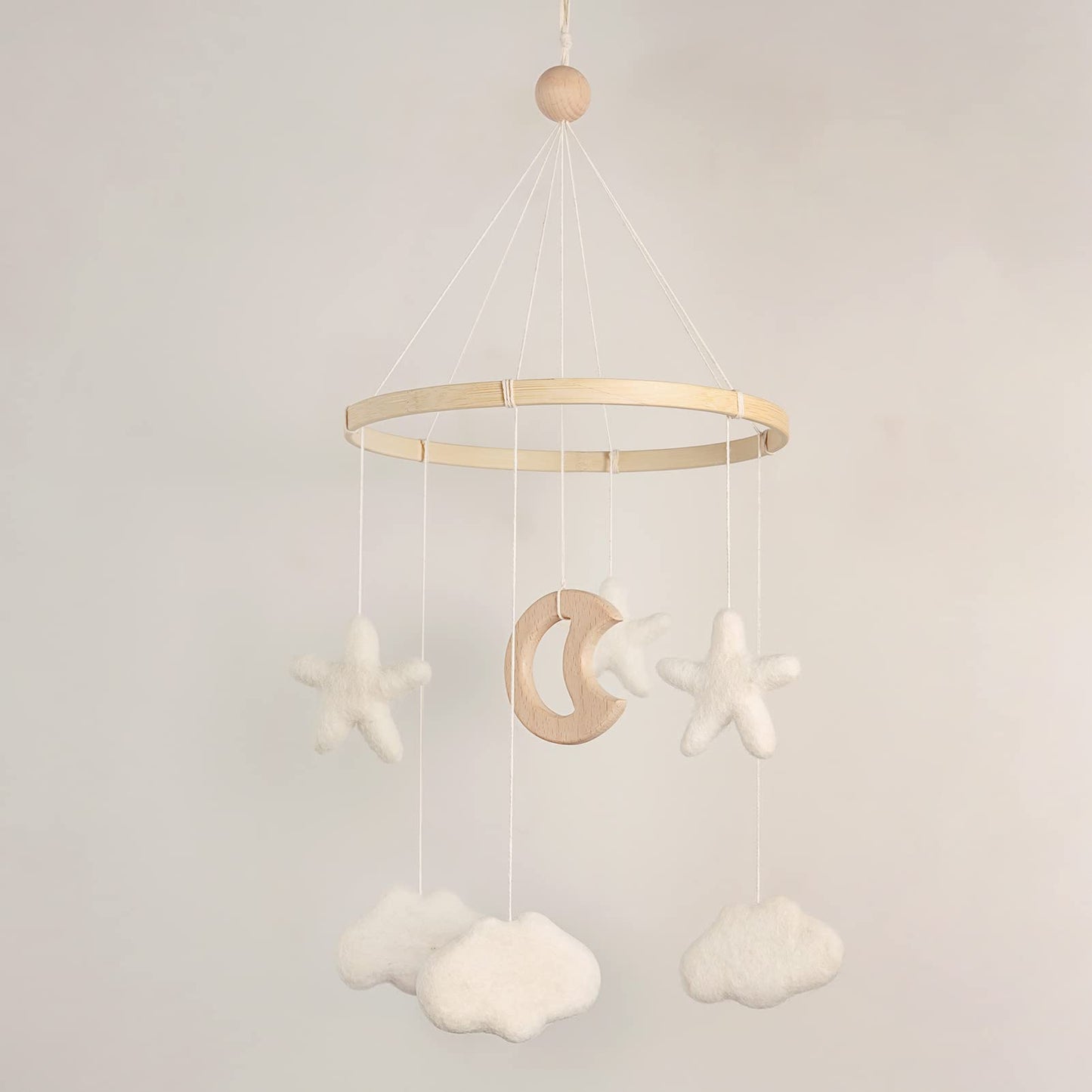 Baby Mobile for Crib - Boho Crib Mobile - Felt Cloud Mobile - Gender Neutral Baby Mobile - Boho Nursery Decor - Crib Mobile for Girls, Boys - Mobile for Bassinet, Pack N Play - Cloud