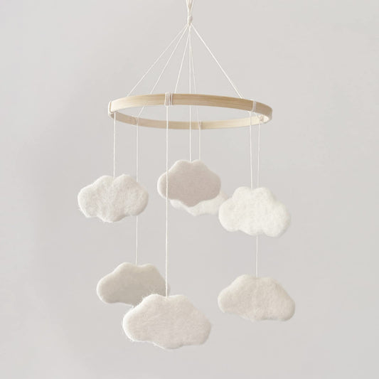 Baby Mobile for Crib - Boho Crib Mobile - Felt Cloud Mobile - Gender Neutral Baby Mobile - Boho Nursery Decor - Crib Mobile for Girls, Boys - Mobile for Bassinet, Pack N Play - Cloud