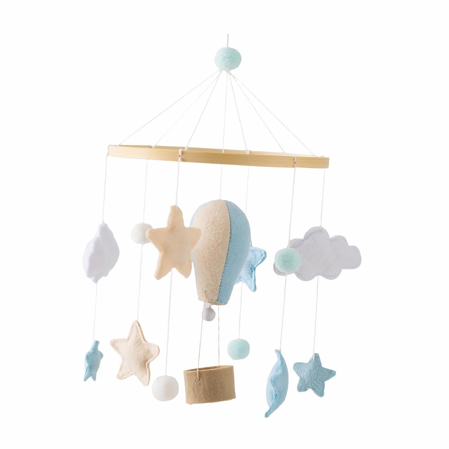 Baby Crib Mobile, Felt Ball Wind Chimes Hanging Decoration, Nursery Decor, Montessori Baby Bedroom Ceiling Wind Chime for Infant Boys Girls, Style A