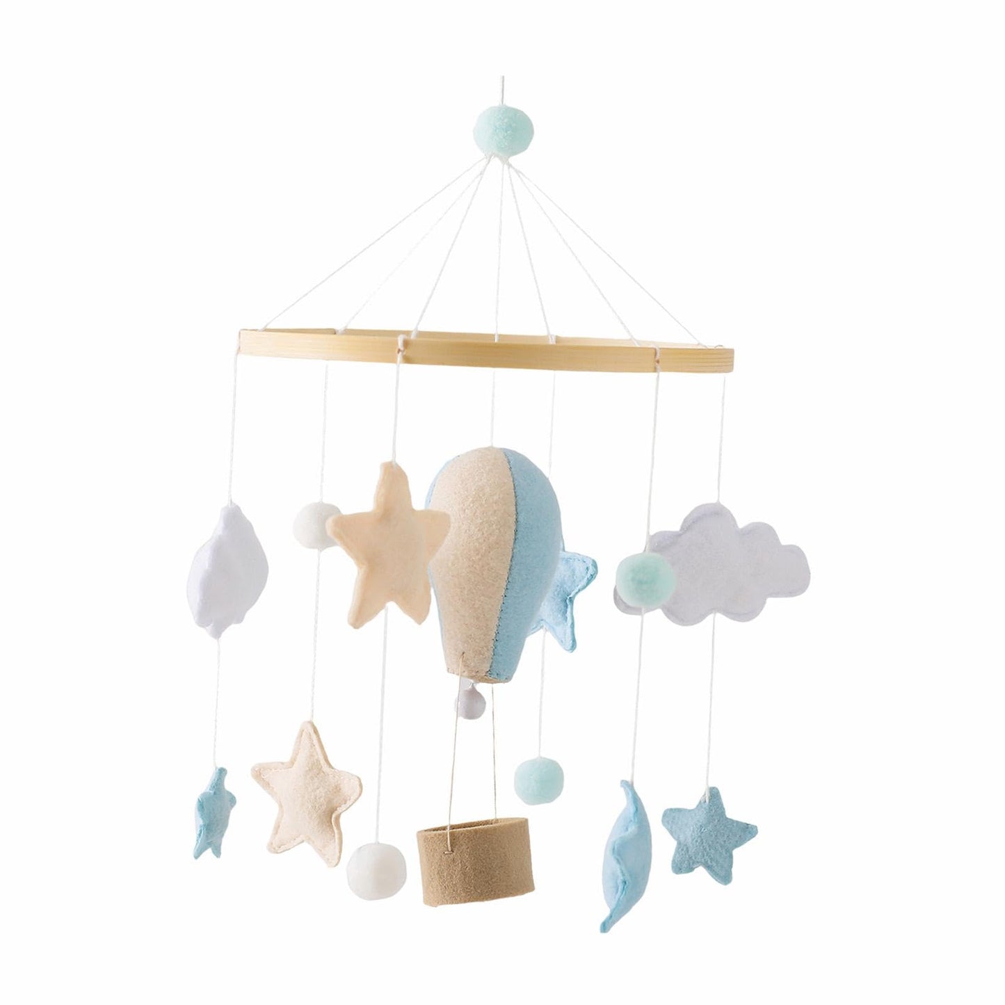 Baby Crib Mobile, Felt Ball Wind Chimes Hanging Decoration, Nursery Decor, Montessori Baby Bedroom Ceiling Wind Chime for Infant Boys Girls, Style A