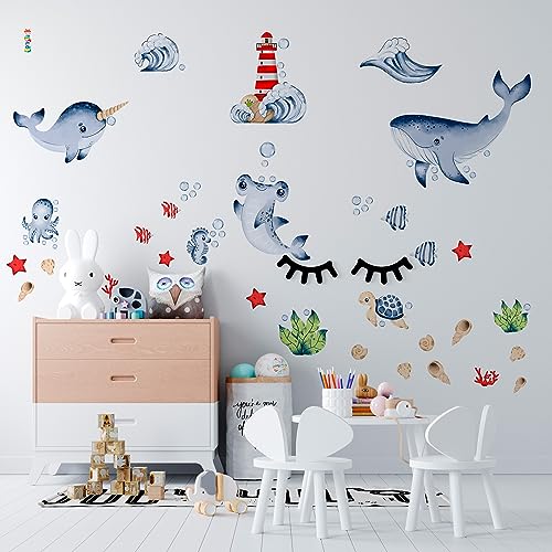 Large Airplane Wall Decals for Kids by Lipastick - 47 pcs Premium Kids Wall Stickers Aircrafts - Creative Nursery Wall Decal - Plane Vinyl Wall Decals for Baby Nursery Children Room Bedroom S Size