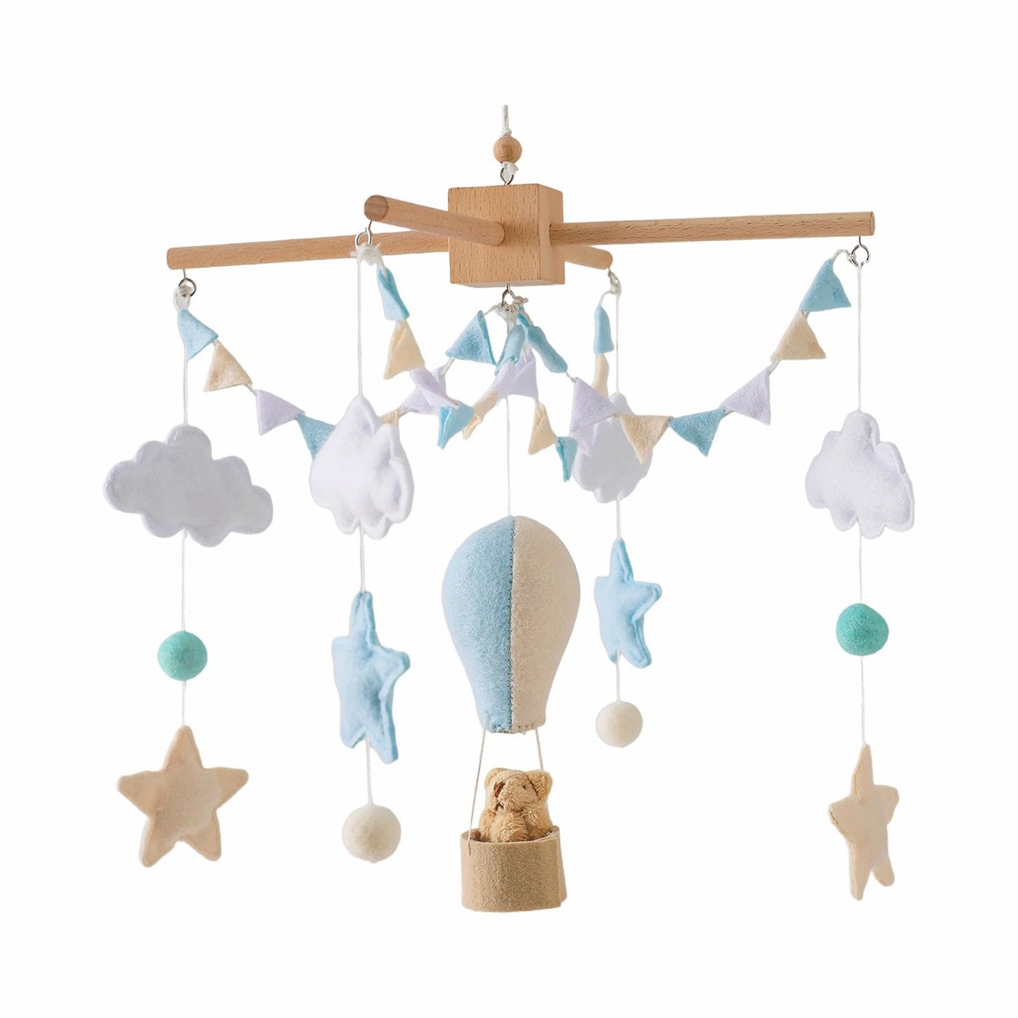 Baby Crib Mobile, Felt Ball Wind Chimes Hanging Decoration, Nursery Decor, Montessori Baby Bedroom Ceiling Wind Chime for Infant Boys Girls, Style A