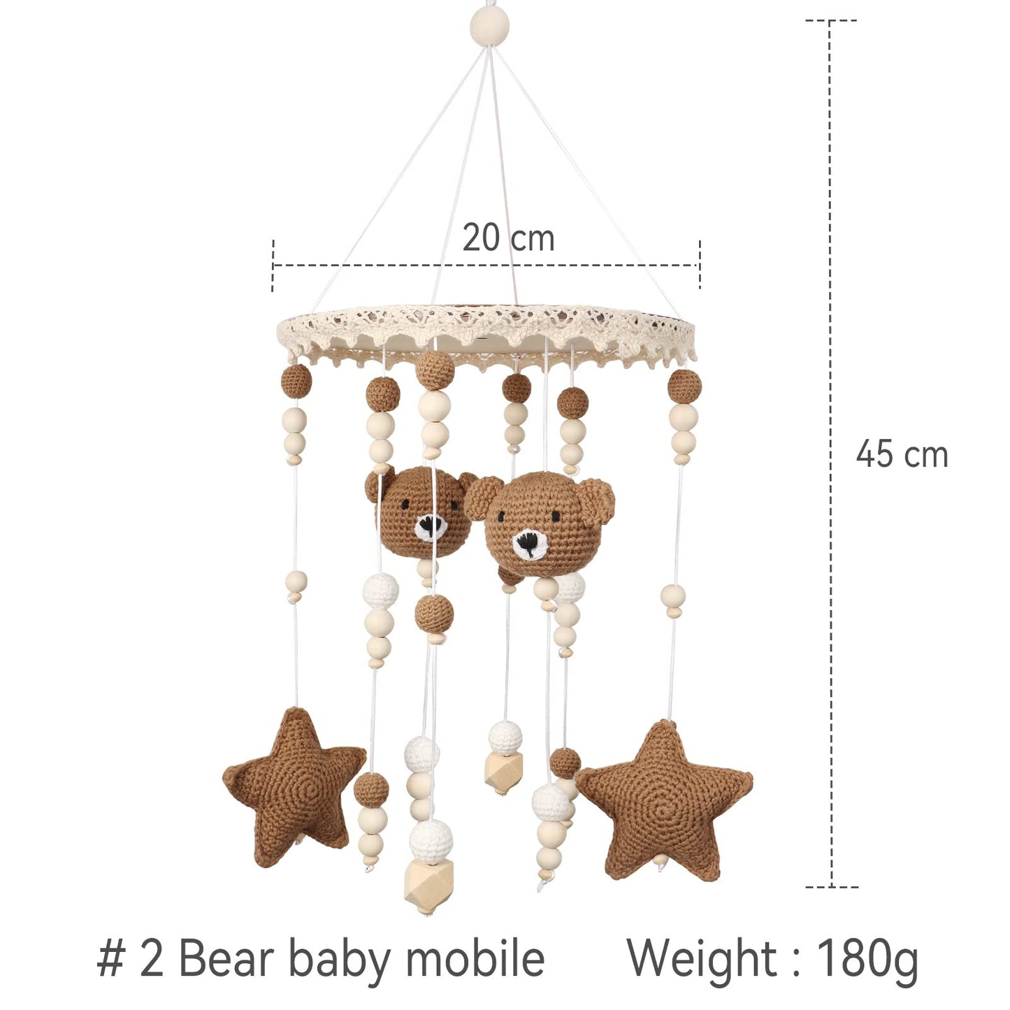 Floor Standing Mobile Arm for Crib, 57.8 Inch Baby Crib Mobile Arm, Baby Mobile Stand - Movable, Anti-Dumping, Adjustable Height, Easy to Assemble - 100% Beech Wood - Nursery Decor