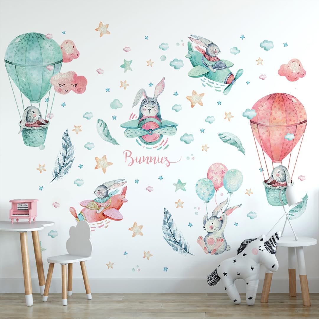 Large Airplane Wall Decals for Kids by Lipastick - 47 pcs Premium Kids Wall Stickers Aircrafts - Creative Nursery Wall Decal - Plane Vinyl Wall Decals for Baby Nursery Children Room Bedroom S Size