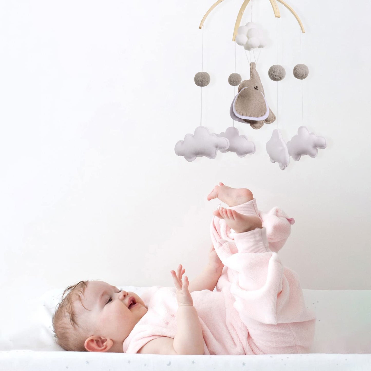 Floor Standing Mobile Arm for Crib, 57.8 Inch Baby Crib Mobile Arm, Baby Mobile Stand - Movable, Anti-Dumping, Adjustable Height, Easy to Assemble - 100% Beech Wood - Nursery Decor