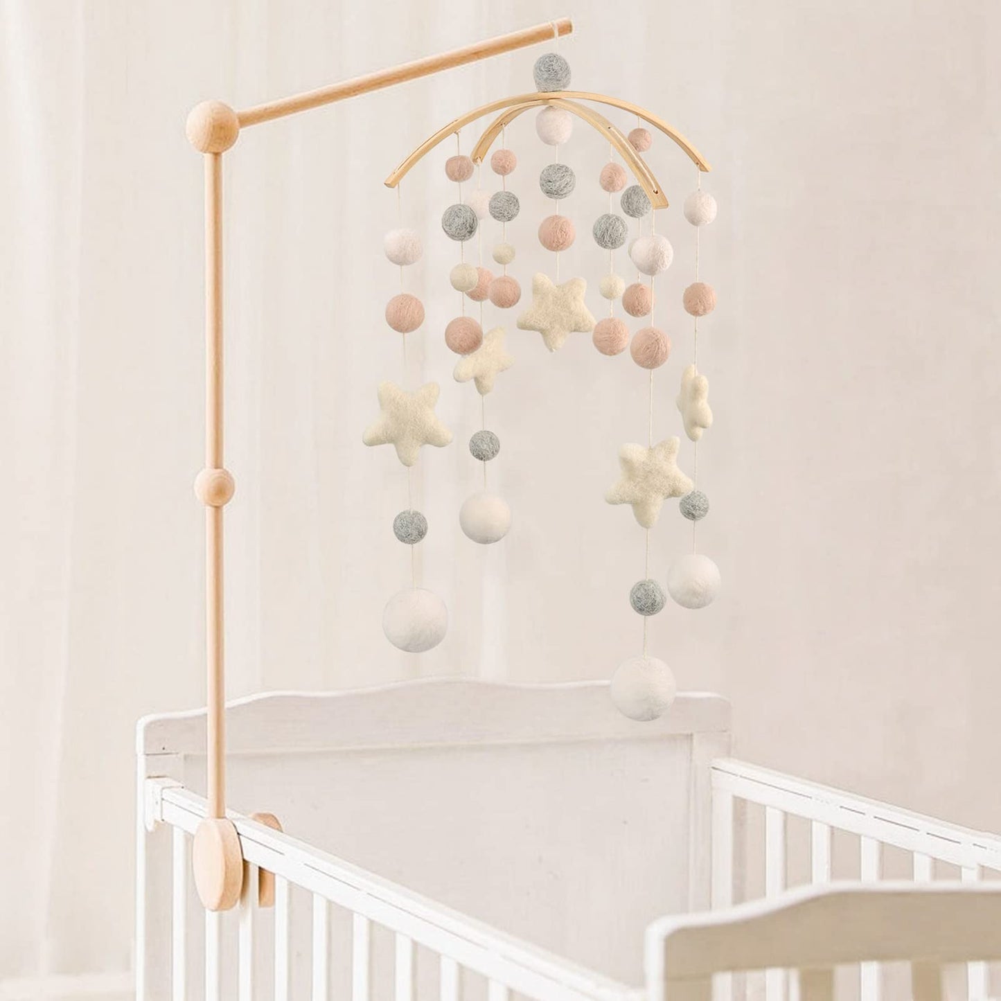 Baby Mobile for Crib - Boho Crib Mobile - Felt Cloud Mobile - Gender Neutral Baby Mobile - Boho Nursery Decor - Crib Mobile for Girls, Boys - Mobile for Bassinet, Pack N Play - Cloud