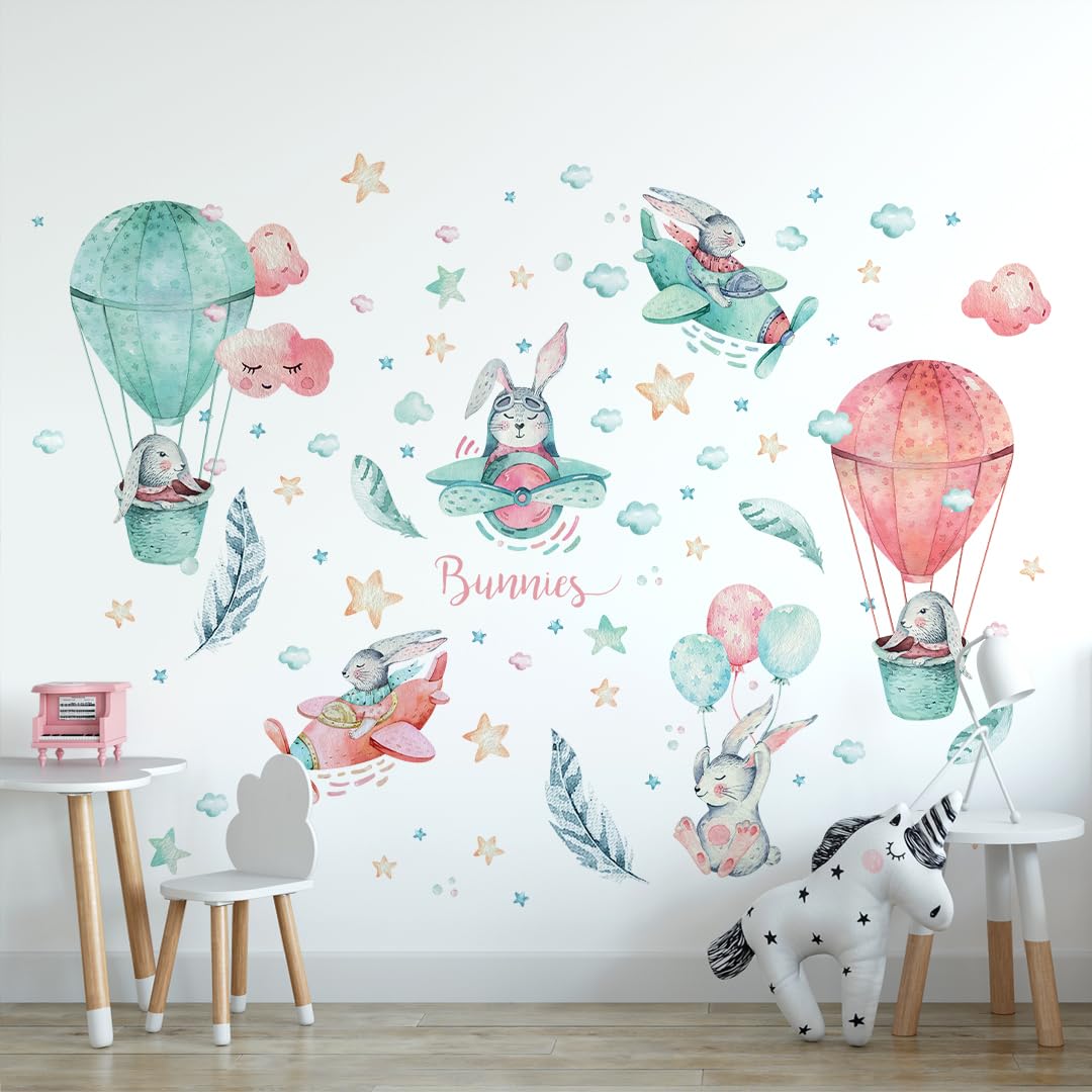 Large Airplane Wall Decals for Kids by Lipastick - 47 pcs Premium Kids Wall Stickers Aircrafts - Creative Nursery Wall Decal - Plane Vinyl Wall Decals for Baby Nursery Children Room Bedroom S Size