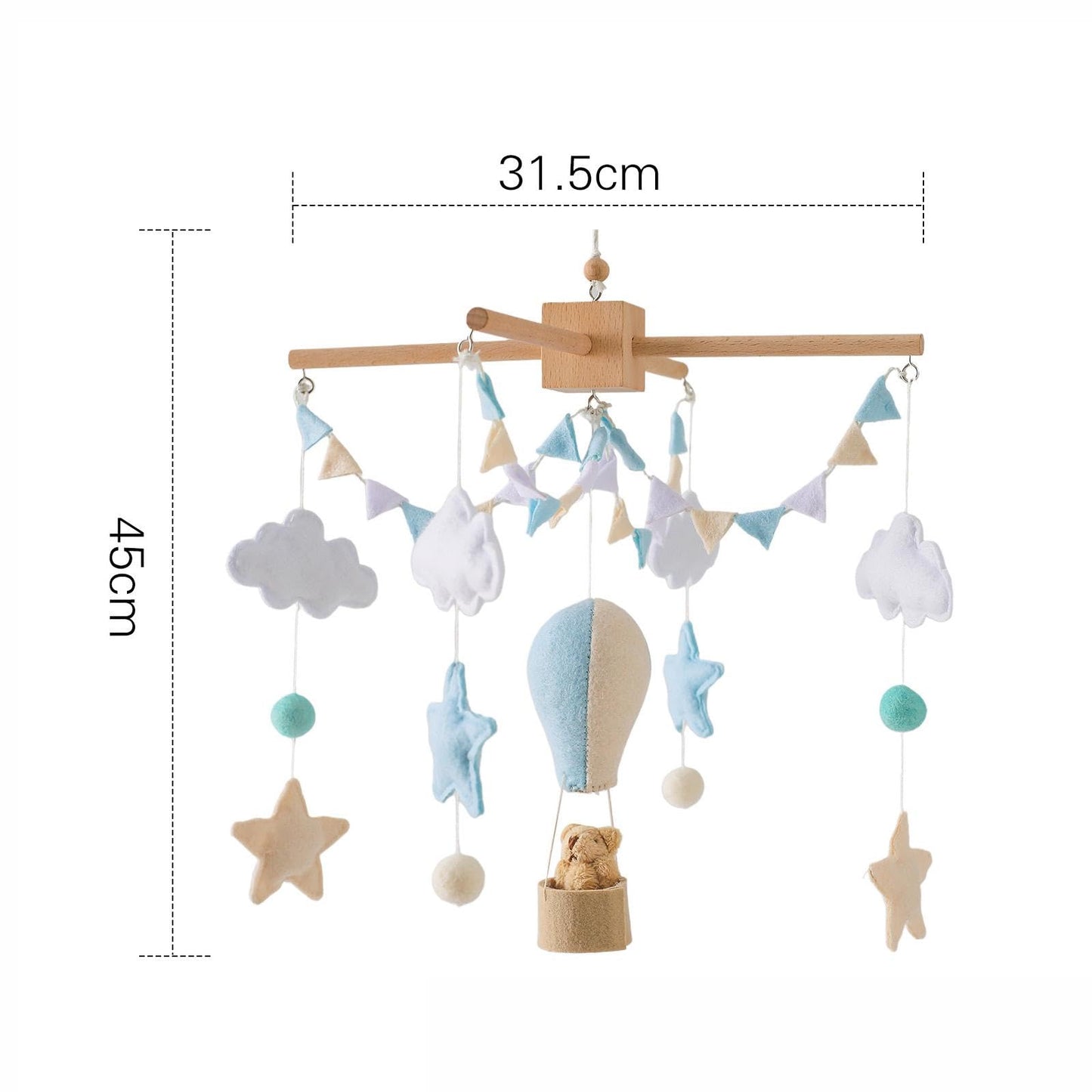 Baby Crib Mobile, Felt Ball Wind Chimes Hanging Decoration, Nursery Decor, Montessori Baby Bedroom Ceiling Wind Chime for Infant Boys Girls, Style A