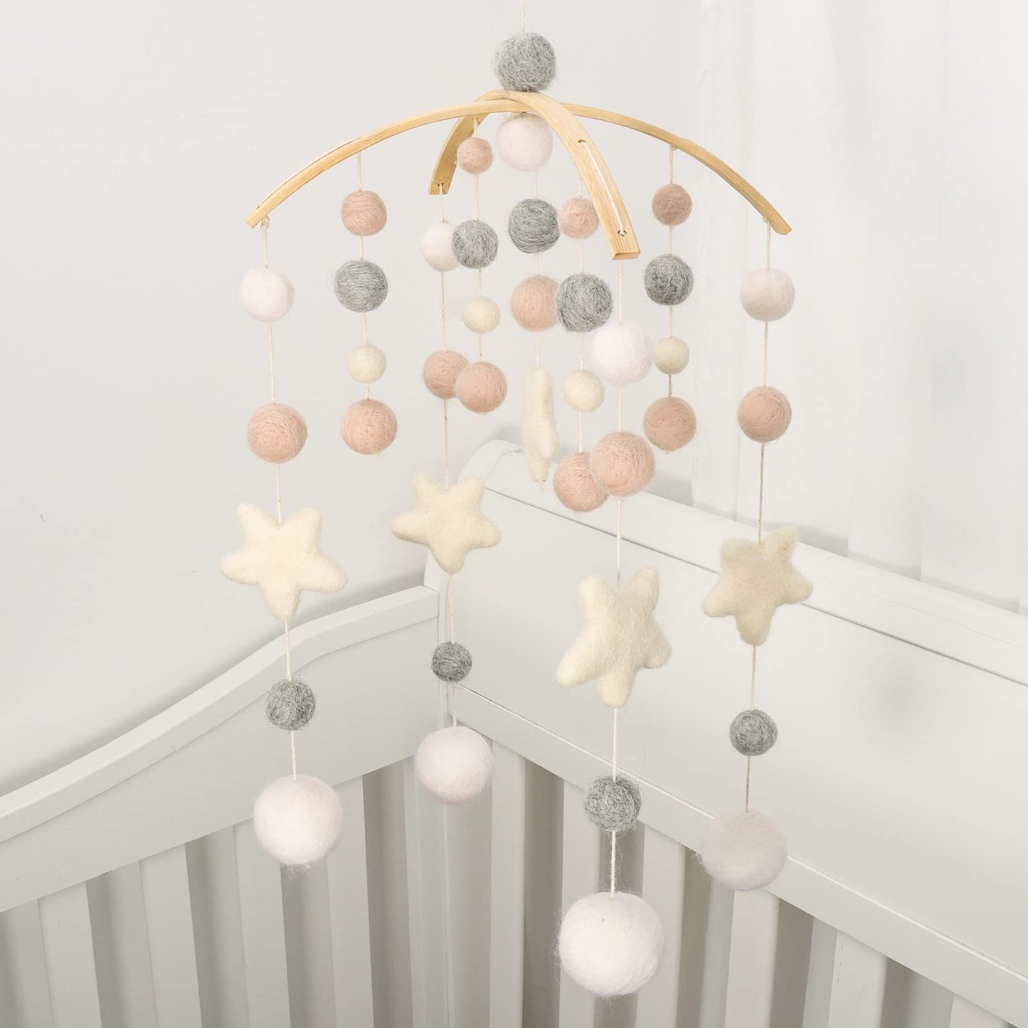 Baby Mobile for Crib - Boho Crib Mobile - Felt Cloud Mobile - Gender Neutral Baby Mobile - Boho Nursery Decor - Crib Mobile for Girls, Boys - Mobile for Bassinet, Pack N Play - Cloud