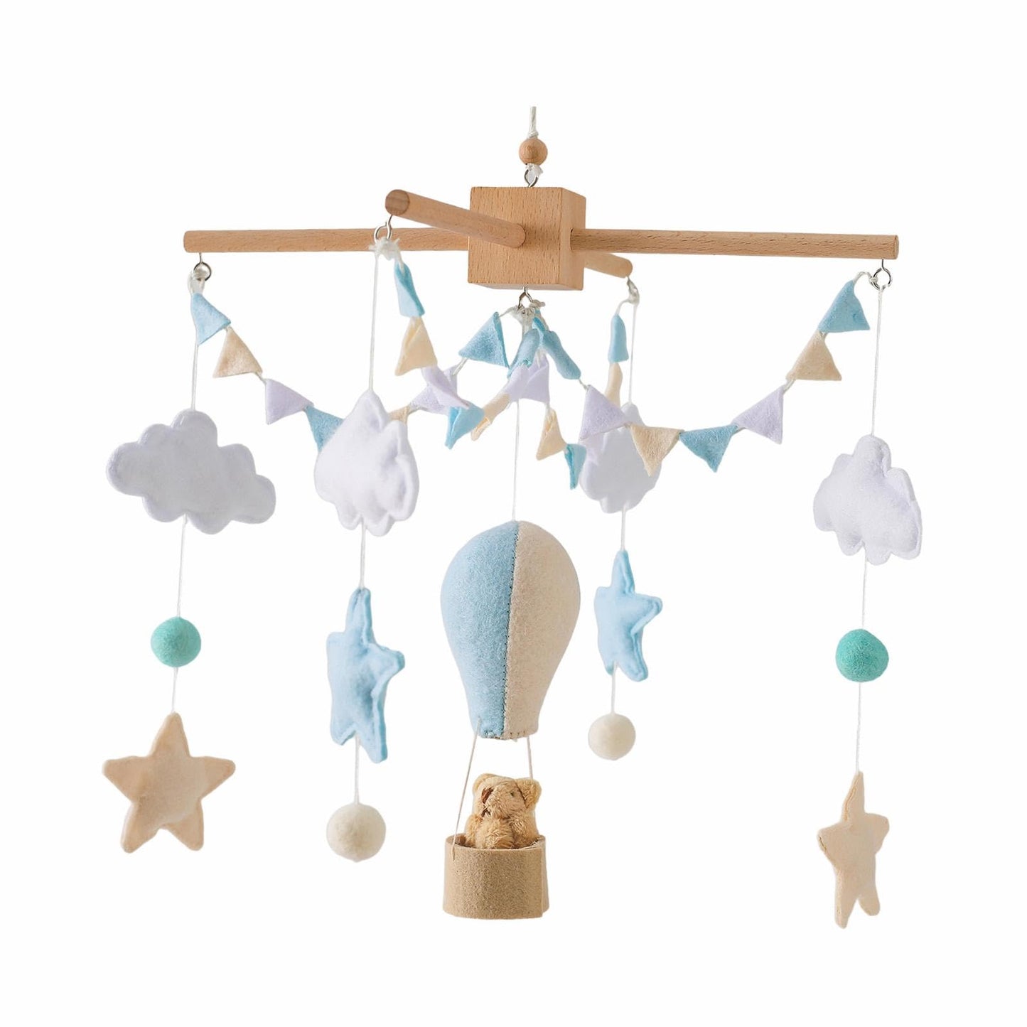 Baby Crib Mobile, Felt Ball Wind Chimes Hanging Decoration, Nursery Decor, Montessori Baby Bedroom Ceiling Wind Chime for Infant Boys Girls, Style A