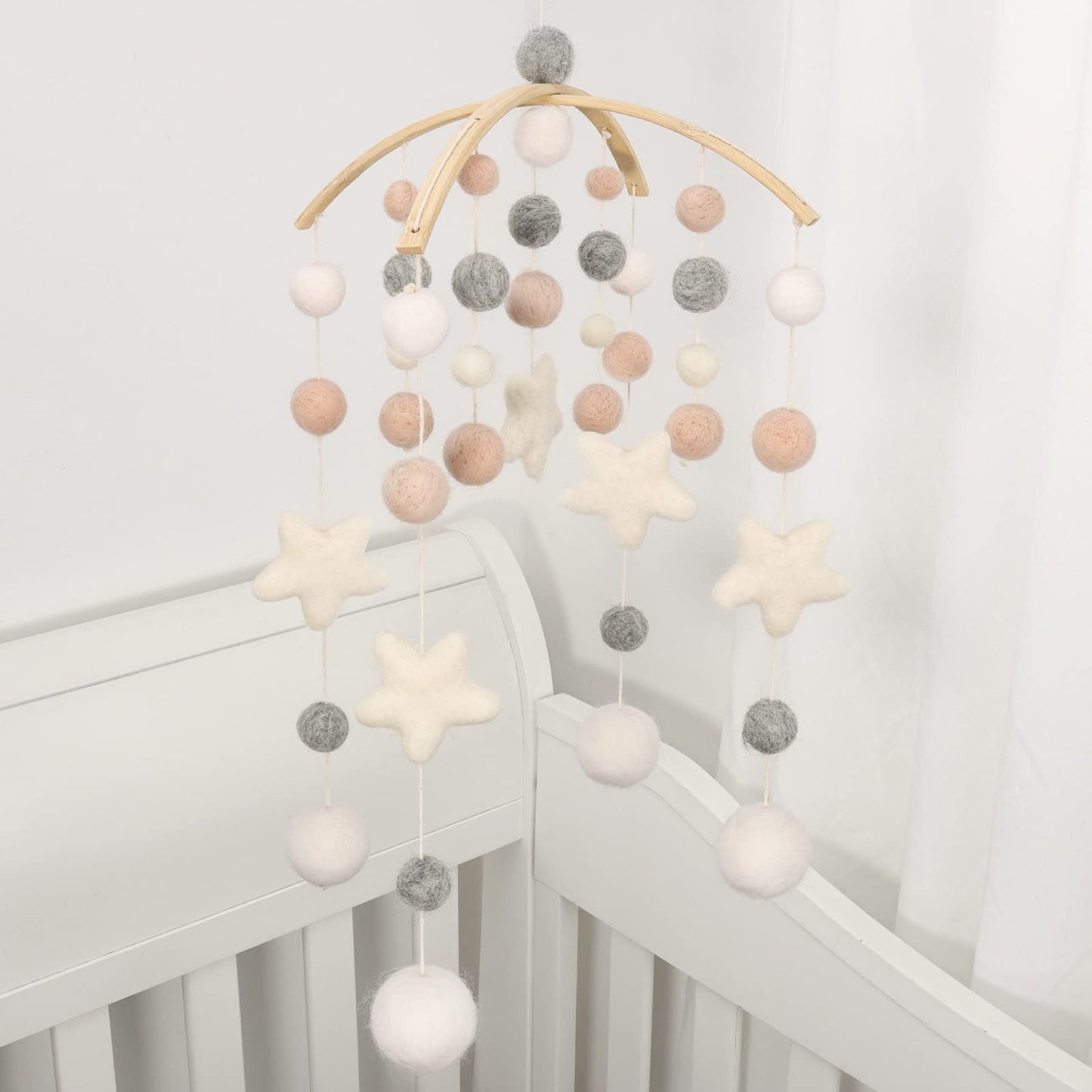 Baby Mobile for Crib - Boho Crib Mobile - Felt Cloud Mobile - Gender Neutral Baby Mobile - Boho Nursery Decor - Crib Mobile for Girls, Boys - Mobile for Bassinet, Pack N Play - Cloud