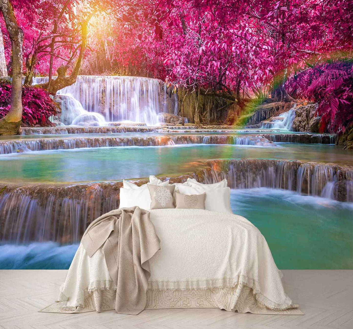 Kids Wallpaper Tropical Leves and Safari Animals Wall Mural for Wall Bedroom Living Room TV Background Sofa Wall (not self-Adhesive)