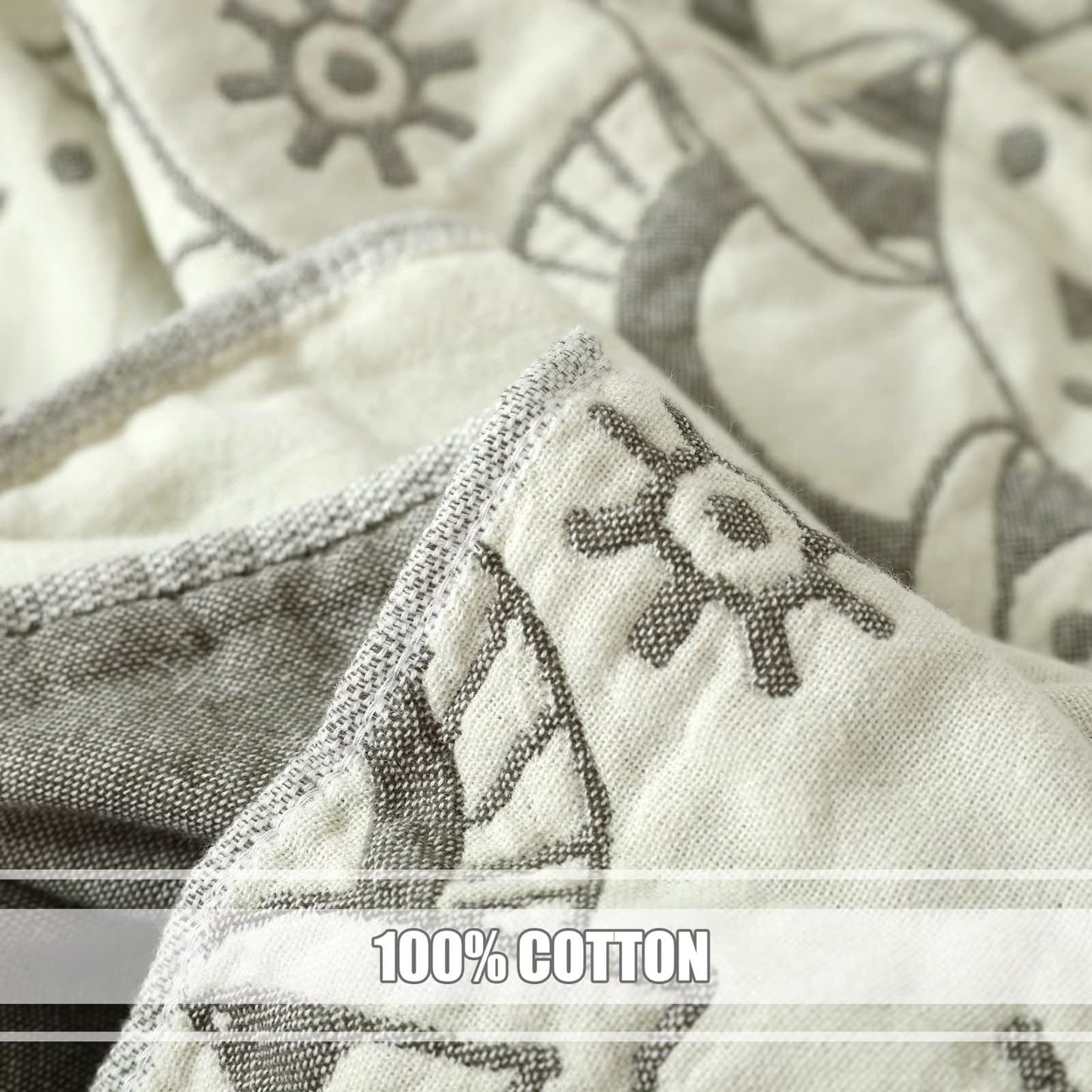 Boho Throw Blanket for Bed - 100% Cotton Ultra Soft Rustic Quilt - Floral Printed Farmhouse Decor Bed Fall Blankets,60"×80" All Season Rustic Large Throw for Sofa Couch Chair