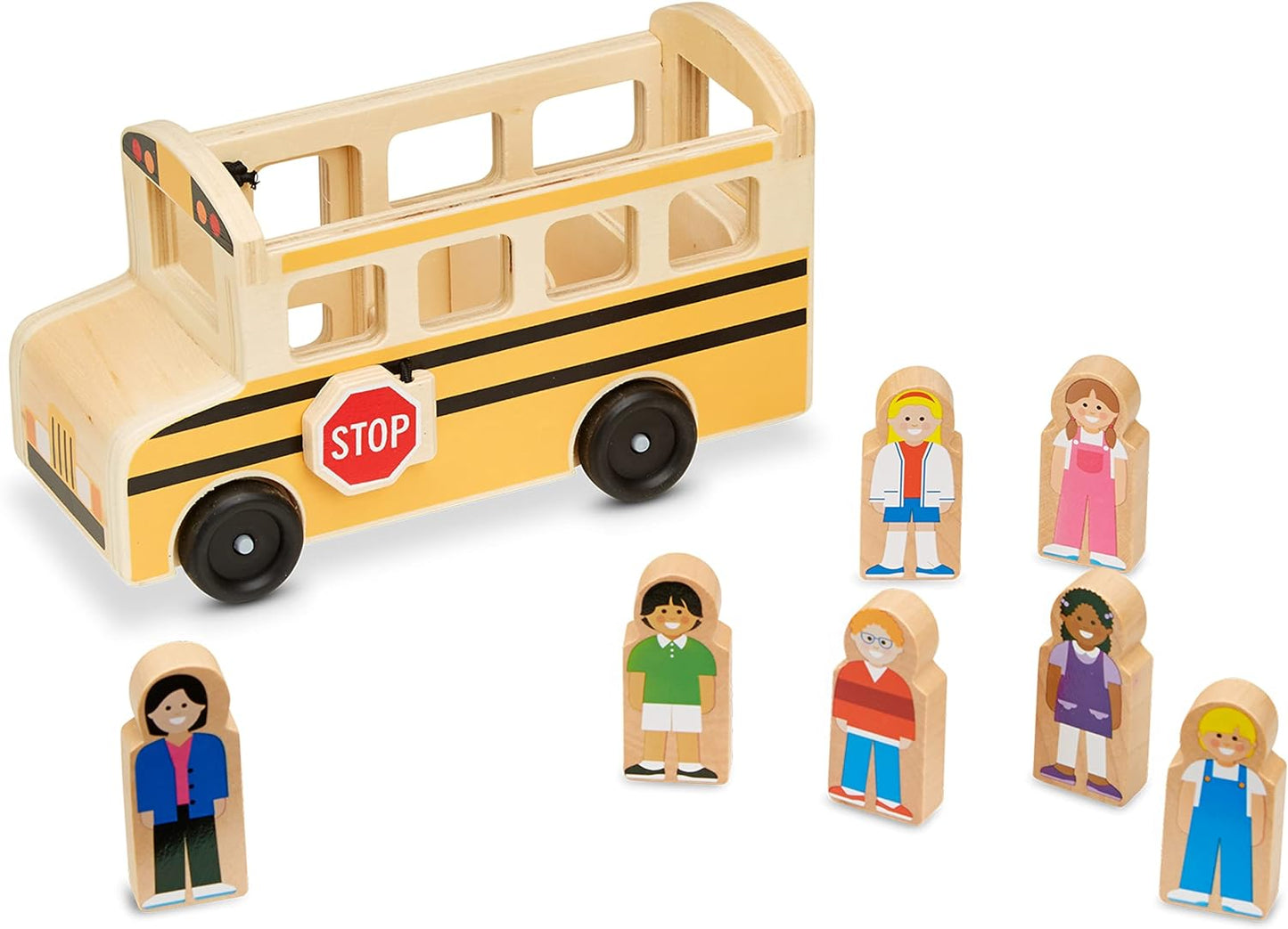 Melissa & Doug School Bus Wooden Toy Set With 7 Figures, Pretend Play, Classic Toys For Kids