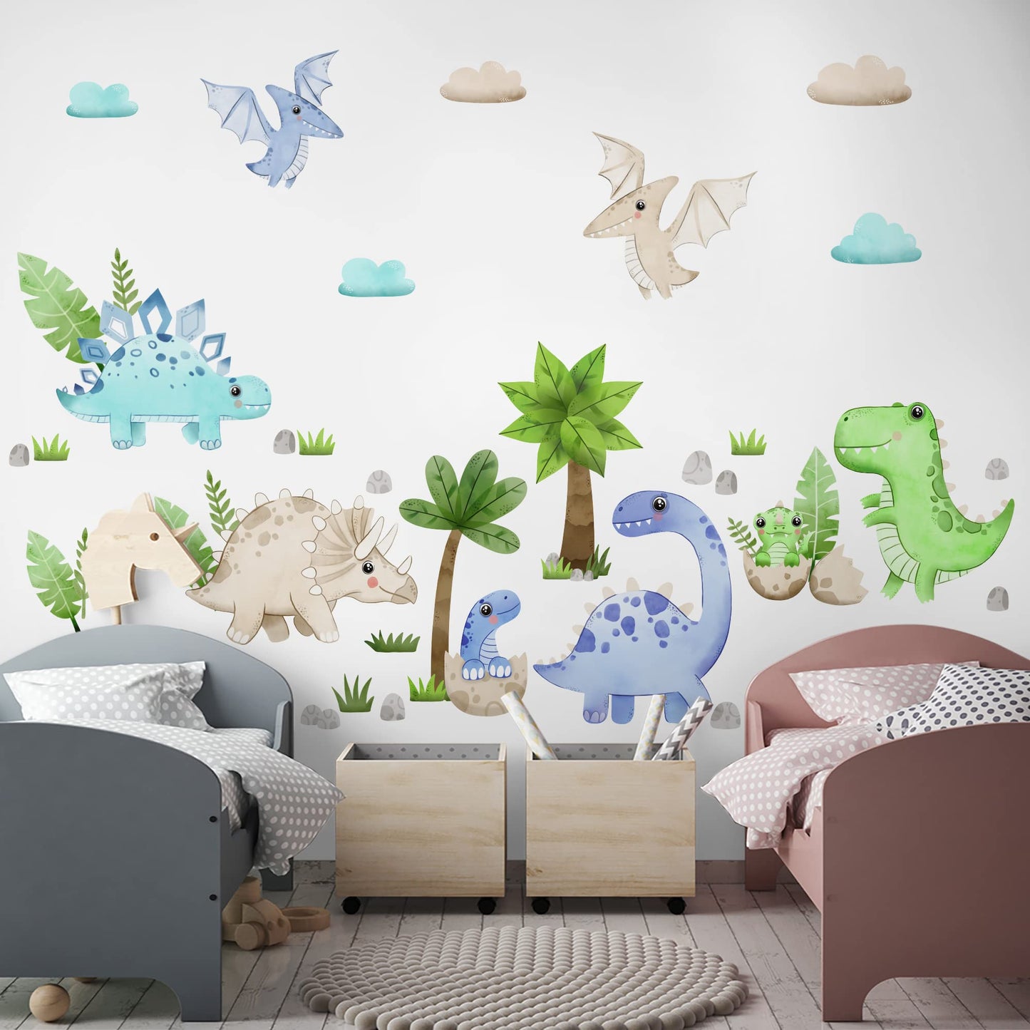 Large Airplane Wall Decals for Kids by Lipastick - 47 pcs Premium Kids Wall Stickers Aircrafts - Creative Nursery Wall Decal - Plane Vinyl Wall Decals for Baby Nursery Children Room Bedroom S Size