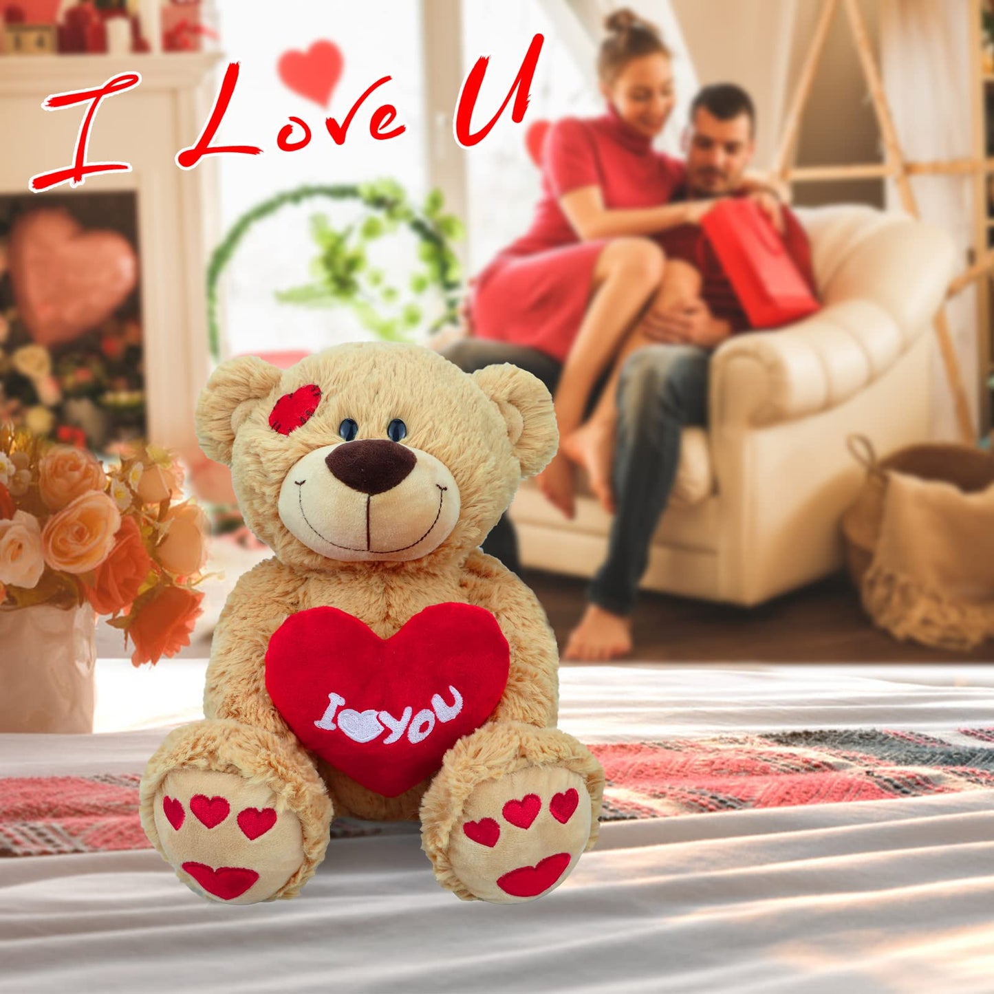 Teddy Bear Stuffed Animals, 11.7" Stuffed Bear in Diffreent Shape, Small Teddy Bear Soft Plush Toy for Girlfriend Kids Toddlers on Birthday/Christmas/Valentine's Day (2 Packs)