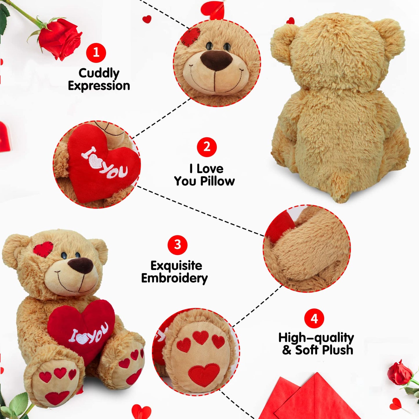 Teddy Bear Stuffed Animals, 11.7" Stuffed Bear in Diffreent Shape, Small Teddy Bear Soft Plush Toy for Girlfriend Kids Toddlers on Birthday/Christmas/Valentine's Day (2 Packs)