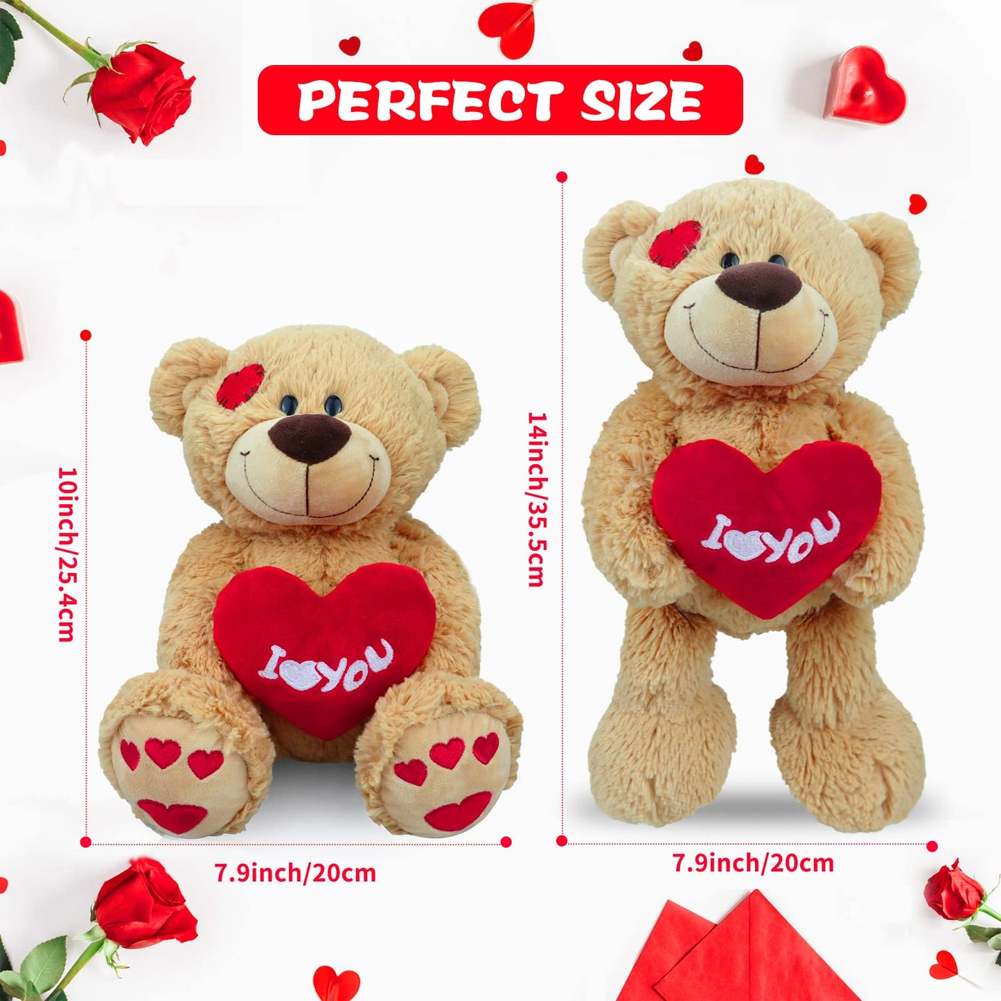 Teddy Bear Stuffed Animals, 11.7" Stuffed Bear in Diffreent Shape, Small Teddy Bear Soft Plush Toy for Girlfriend Kids Toddlers on Birthday/Christmas/Valentine's Day (2 Packs)