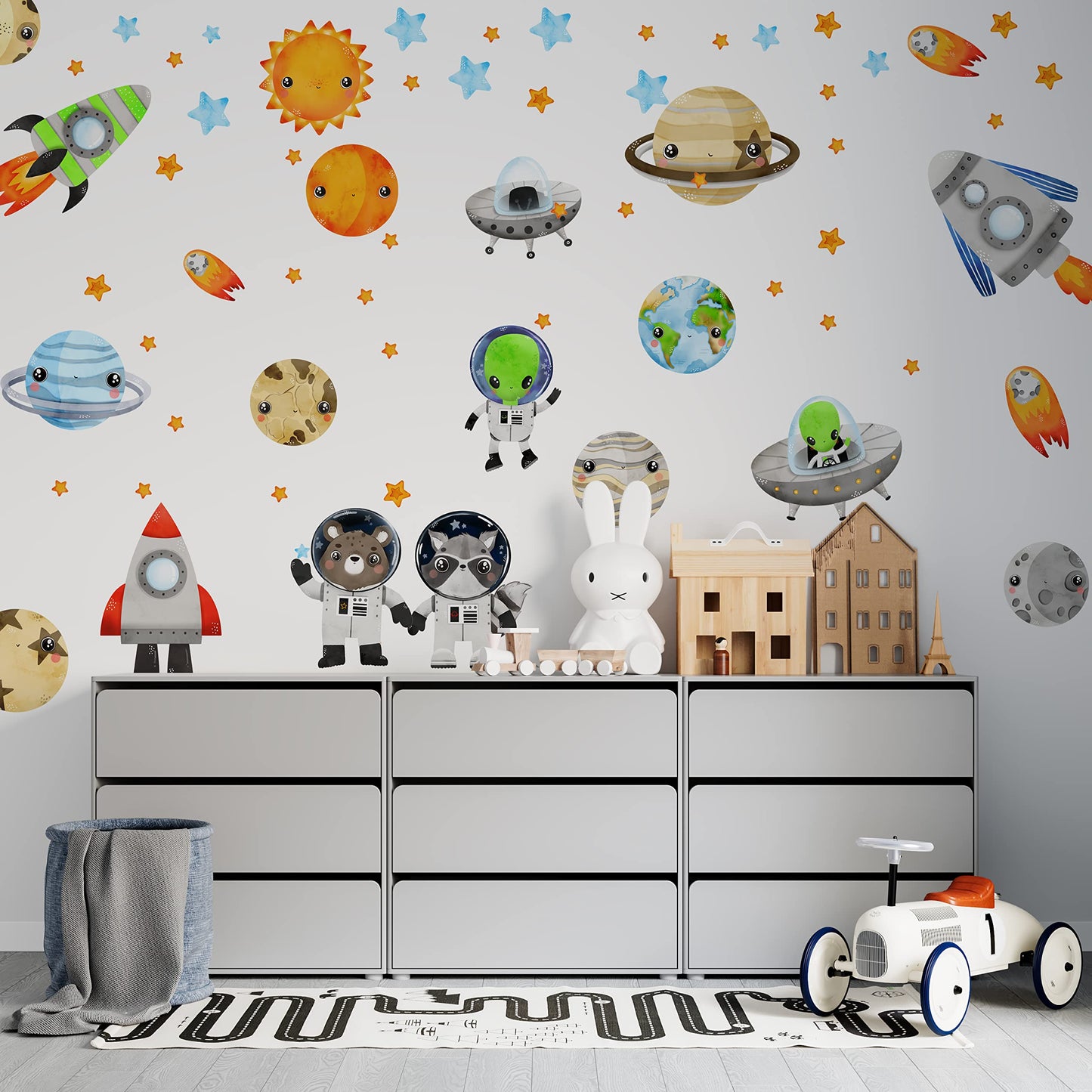 Large Airplane Wall Decals for Kids by Lipastick - 47 pcs Premium Kids Wall Stickers Aircrafts - Creative Nursery Wall Decal - Plane Vinyl Wall Decals for Baby Nursery Children Room Bedroom S Size